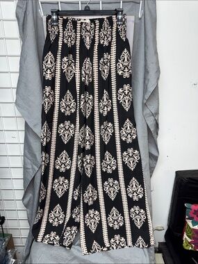 Vine & Love Black and Cream Patterned Trousers